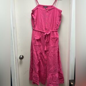 Chic Pink Button-Front Maxi Dress